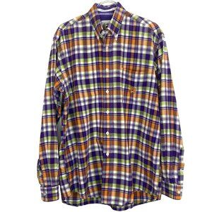 Cinch Shirt Mens Size Small Long Sleeve Button Down Plaid Purple Orange Western